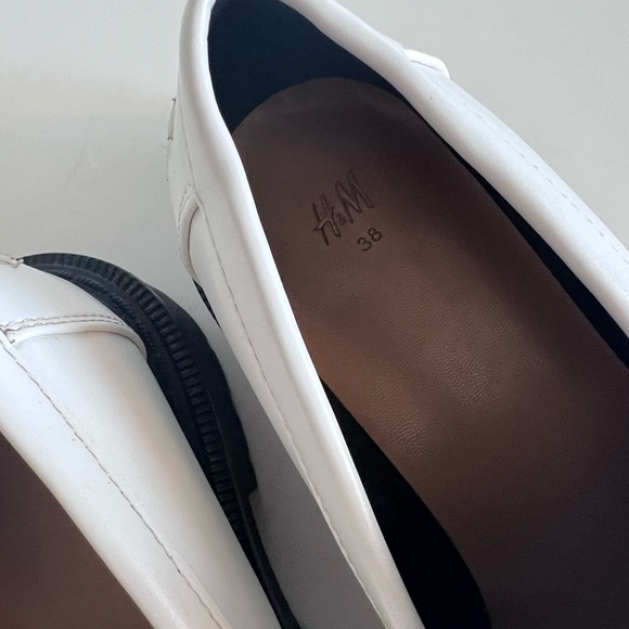 H&M White Faux Leather Platform Chunky Loafers size 38 - Picture 9 of 10